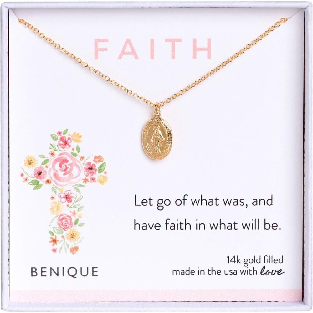 Dainty Virgin Mary Gold Filled Necklace 16-18" Women